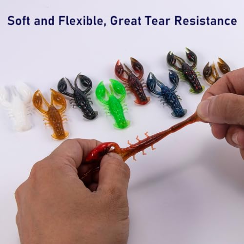 Dr.Fish 8 Pack Crawfish Soft Lure 2.5'' Plastic Soft Fishing Lures Bass Fishing Artificial Crayfish Baits Swimbait for Crappie Trout Walleye Perch Bluegill Panfish