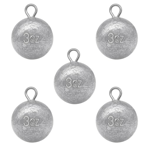 Round Fishing Sinkers 10/5pcs Cannonball Lead Weights | Assorted Sizes Egg Sinkers Saltwater Freshwater 1oz to 4oz - size: 3oz-5pcs