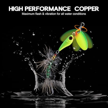 Goture Trout Lures Fishing Spinners,Rooster Bait Tail Bass Fishing Lures with Brass Spinner Blade Fish-Shaped Jig Heads for Freshwater Saltwater,Salmon Steelhead Trout Spinner Bait with Tackle Box - color: A:10pcs Trout Spinners