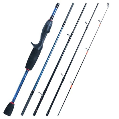 Travel Fishing Rod,6'0-8'0, 5 Piece Portable Spinning/Casting Rod, Carbon Fiber Graphite Fishing Pole, ML/M Fast Action, Anti-Tangle Guides, Solid Carbon Tip - size: A-Casting6'