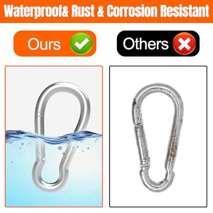 Heavy-Duty Carabiner Clip 1.57"–5.5", Black/Silver Spring Snap Hook, Quick Link Keychain Clip for Keys, Swing Set, Camping, Fishing, Hiking & Traveling (120–1350 lbs) - color: Silver, size: 2.36 inch (M6) - 50 pcs
