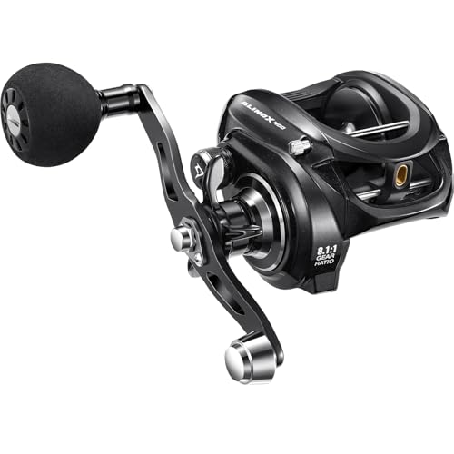 Piscifun Alinox 400 Baitcaster Fishing Reel, 38Lbs Max Drag Aluminum Alloy Frame Baitcasting Reel, Available in 6.6:1/8.1:1 Gear Ratio, Freshwater and Saltwater Low Profile Casting Reel for Musky - color: Black - 8.1:1, style: Right Hand Retrieve