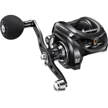 Piscifun Alinox 400 Baitcaster Fishing Reel, 38Lbs Max Drag Aluminum Alloy Frame Baitcasting Reel, Available in 6.6:1/8.1:1 Gear Ratio, Freshwater and Saltwater Low Profile Casting Reel for Musky - color: Black - 8.1:1, style: Right Hand Retrieve