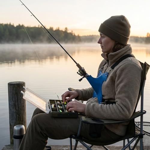 Fishing Rod Holder for Disabled & One-Handed Anglers,Adjustable Shoulder and Chest,Fishing Assistance Equipment Suitable for People with Limited Grip Strength(Blue)