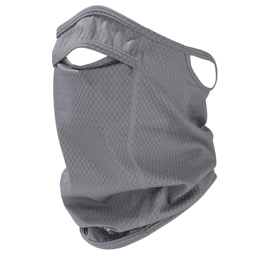 Sun Protection Face Mask with Neck Cover, Cooling Breathable Ear Loop Neck Gaiter for Fishing Cycling Running - color: Gray