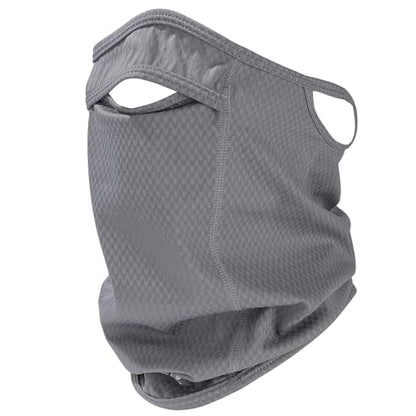 Sun Protection Face Mask with Neck Cover, Cooling Breathable Ear Loop Neck Gaiter for Fishing Cycling Running - color: Gray