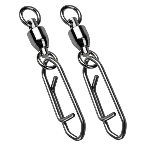 AMYSPORTS High Strength Snap Swivels Stainless Bearing Rolling Fishing Swivel Freshwater Snap Swivels Fishing Clip Steel Black Nickel - size: Size 8+XXL (221lb) 50 pcs