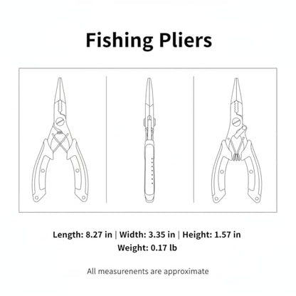Stainless Steel Fishing Pliers with Line Cutter, Corrosion Resistant Tool for Saltwater & Freshwater Angling, Red Handle