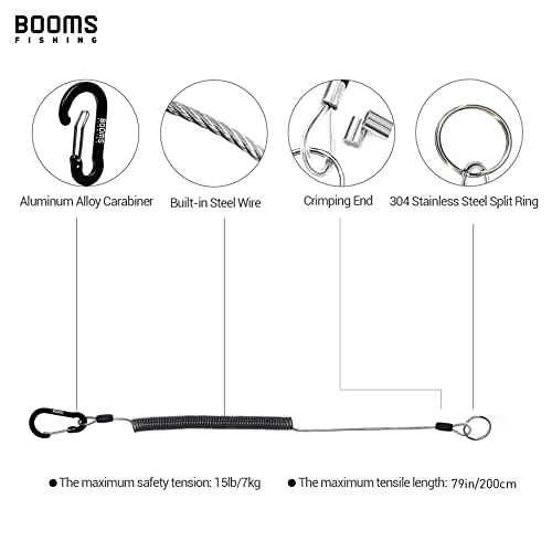 Booms Fishing T01 Coiled Lanyards for Fishing Rods and Fly Fishing Nets