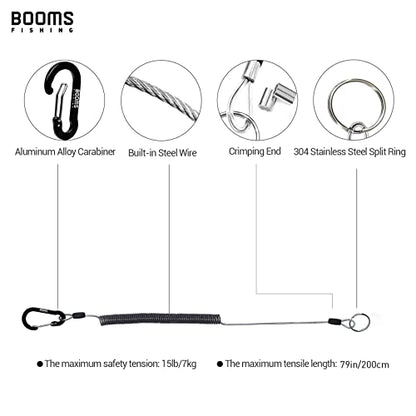 Booms Fishing T01 Coiled Lanyards for Fishing Rods and Fly Fishing Nets