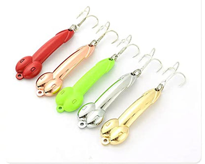 5 Pieces Fishing Spoons Lure for Trout Bass Salmon,Fishing Treble Hooks Spinning Lures,Hard Metal Zinc Alloy Fishing Hooks,Fishing Tackles Spoon Spinner Baits kit for Freshwater Saltwat - size: 0.35OZ