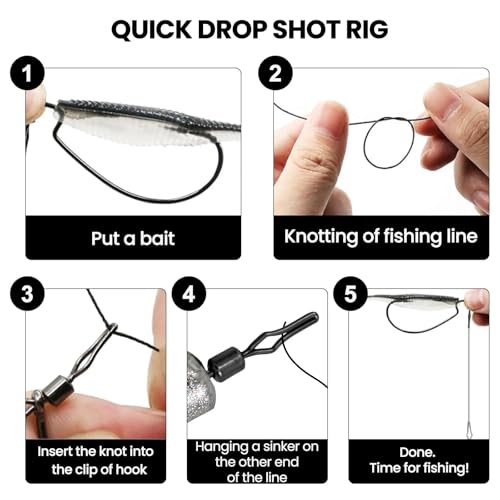 FishTrip 30pcs Swivel Drop Shot Hooks Fishing Rig, EWG Dropshot Hook Rigging for Bass Fishing with Swivel Saltwater Freshwater Sizes 4, 3, 2, 1, 1/0, 2/0, 3/0 - size: Assorted Size