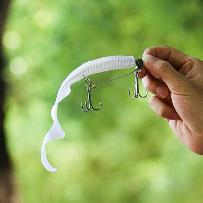Fishing Rig with Weighted Jig Head and Treble Hook – Screw Lock Bait Keeper for Soft Lures, 3PCS Pack for Saltwater and Freshwater Fishing - size: 1/4oz, style: Double