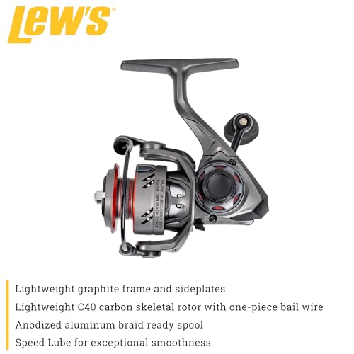 Lew's Speed Spin CRX Spinning Fishing Reel, 8+1 Bearings, Graphite Frame and Sideplate, Solid Brass Speed Gears, Speed Lube, Multi-Disc Drag - size: 100