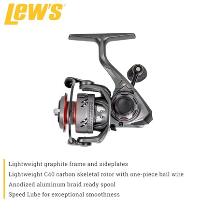 Lew's Speed Spin CRX Spinning Fishing Reel, 8+1 Bearings, Graphite Frame and Sideplate, Solid Brass Speed Gears, Speed Lube, Multi-Disc Drag - size: 100
