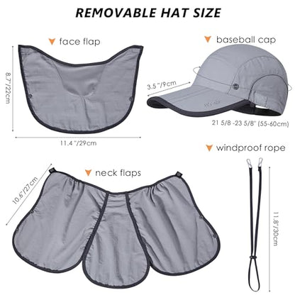 GADIEMKENSD UPF 50+ Folding Fishing Hat 360 Outdoor Sun Hat - color: Light Grey