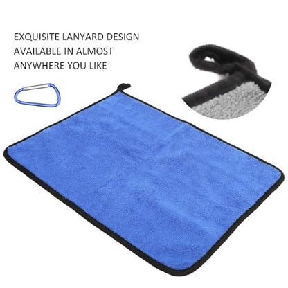 – Thickened Double Sided Absorbent Hand Towel with Clip for Fishing, Boating, Kayaking, Wiping Rods, Reels and Outdoor Gear, 15.7 x 11.8 Inch(Blue) - color: Blue