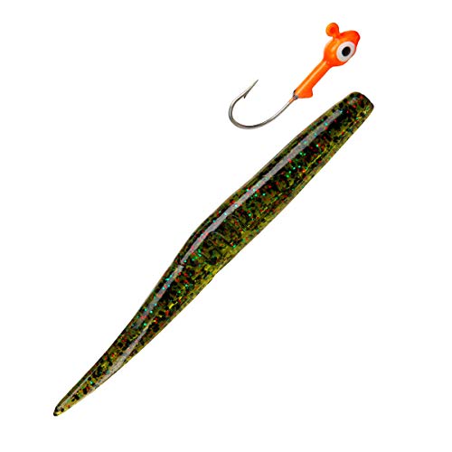 Charlie's Worms Artificial Fishing Bait Chug O' Freshwater Saltwater Bass Fishing Lures Scented Soft Bait 8pk - color: Green Red Glitter