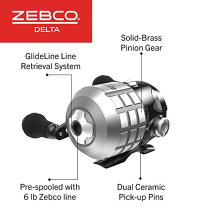 Zebco Delta Spincast Reel and Fishing Rod Combo, Instant Anti-Reverse Clutch, Changeable Right- or Left-Hand Retrieve, Pre-Spooled with Zebco Fishing Line - style: 5'6" Rod, Size 20 Reel