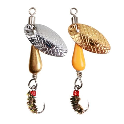 Trout Spinners - Fly Trout Fishing Lures for Bass Salmon Pike, Smallmouth Bass Lures with Brass Spinner for Lake River Fishing - color: Style A-0.1oz/5PCS