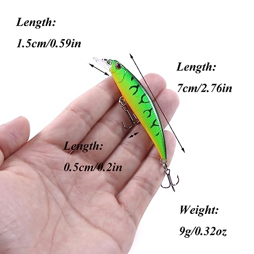 Jerk Baits for Bass Fishing, Jerkbait Fishing Lures, Minnow Lures Jerk Bait for Freshwater/Saltwater Fishing Lures for Trout Pike, 5pcs/10pcs with Box - color: F:3.15in/0.32oz/10pcs