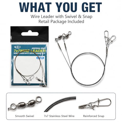 Premium Fishing Lure Steel Leader Wire – Strong Anti-Bite Stainless Steel Fishing Line for Bass, Pike, and Saltwater