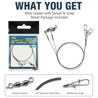 Premium Fishing Lure Steel Leader Wire – Strong Anti-Bite Stainless Steel Fishing Line for Bass, Pike, and Saltwater