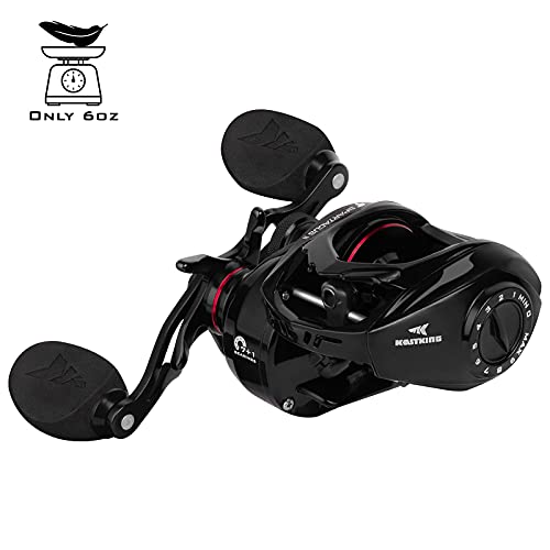 KastKing Spartacus II Baitcasting Fishing Reel, 6oz Ultralight Baitcaster Reel, Super Smooth with 17.6 LB Carbon Fiber Drag, 7.2:1 Gear Ratio, 39mm Palm Perfect Lower Profile Design - color: C:Right-Black Rhino-7.2:1