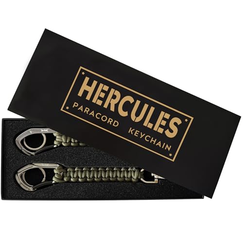 HERCULES Paracord Keychain Set – 2 Pack Lanyard Rope with Aluminum Clip, Durable Paracord Wrist Strap for Outdoor Activities, Army Green - style: Army Green