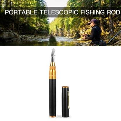 ‌Pocket Telescopic Fishing Rod 1.8m (6ft) – Portable Collapsible Carbon Fiber Fishing Pole for Travel, Freshwater & Saltwater Fishing, Compact Design - color: Black