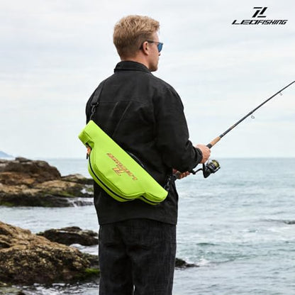 LEOFISHING Portable Folding Water-Resistant Fishing Pole Bag 45cm/17.7in 120cm/47.2in Shock-Resistant Fishing Pole Carrier Case Store up to 2-3 Fishing Rod with Reel and Gears - size: 45CM/17.7"