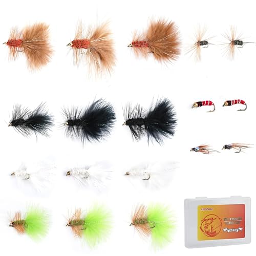 18PCS Fly Fishing Flies Assortment, Hand Tied Woolly Bugger Flies for Trout Bass Flyfishing, Wet Nymphs Streamer Flies Fly Fishing Lures