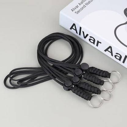 Anjiucc 20pcs Braided Lanyard Keychain, Neck Badge Lanyard with Keyring Adjustable Length for Keys Whistle ID Card Holder - color: Black