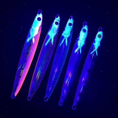 Ice Fishing Lures, Metal Jig Lures, Hard Baits for Bass, Saltwater Jigging Lures, Slow Pitch Jig Catch More Fish, Durable and Well-Made Bass Trout Tuna Lures with VMC Hooks (AH9563)