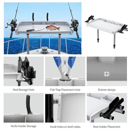 SEAFLO Premium Bait Cutting Board Table (36.5” by 18.7” Surface) with Two Rod Holders, Fish Cleaning Fillet Station for Boat with Mount. Plier Storage and Knife Slot, Built-In Measuring Rule (Large) - size: Large (36.5” x 18.7”)