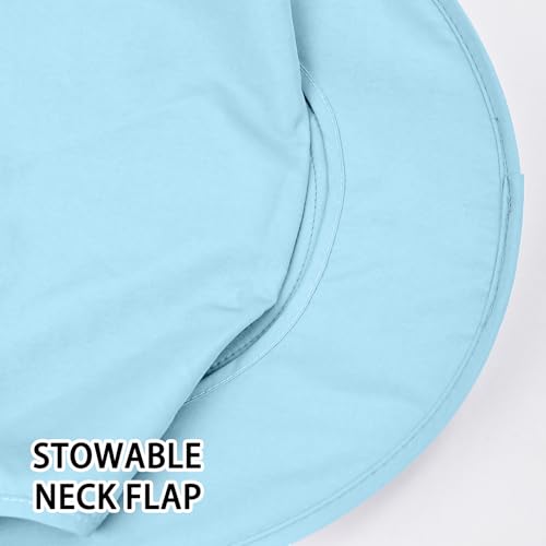 Sun Hats for Men Women Fishing Hat UPF 50+ Breathable Wide Brim Bucket Hats Summer UV Protection Safari Hat with Neck Flap - color: Blue (With Face Cover)
