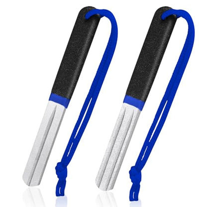 Skylety 2 Pcs Hook Sharpener Hook File for Fishing Diamond File with Handle Portable Double Sided Fine and Medium Grit for Fishing - color: Blue