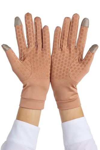 Coolibar Full Finger UV Sun Gloves - UPF 50+ Sun Protection - Gannett - color: Antique Tea, size: Small