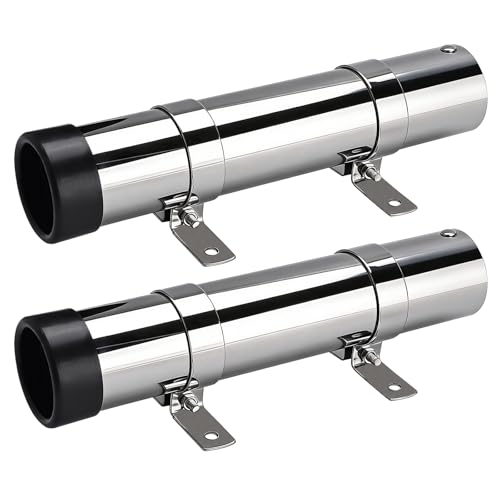 YaeMarine Boat Marine Fishing Rod Holders Stainless Steel Side Mounted Transom Mounted Rod Holders with Brackets - style: With Non-welded Brackets