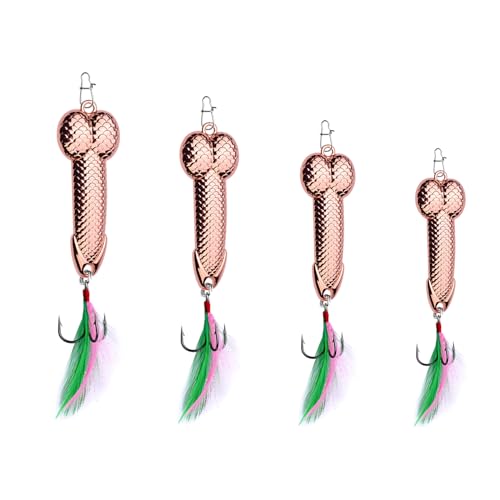 Gag Fishing Lures Set Metal Luminous Sequin Spoons Funny Top Water Bass Fishing Lures Fishermen Gear Spinner Baits Freshwater Saltwater Equipment Fishing Hook for Fishing Lover Men - color: Rose Gold