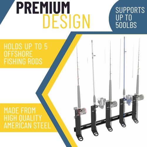 Koova Wall Mount Fishing Rod Holders & Reel Storage | Sturdy Fishing Pole Holders | Steel Rack Fishing Organizers and Storager - size: Offshore Rod Holder