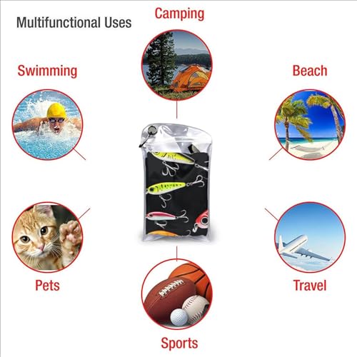 Fishing Lure Print Quick Dry Towel 16x31.5in Ultra-Absorbent Microfiber Towel for Travel, Gym, and Outdoor Adventures