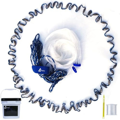 Drasry Saltwater Fishing Cast Net for Bait 3/8 1/4 or 1/2 with Heavy Sinkers Fish Trap Throw Net. Size 3ft/4ft/5ft/6ft/7ft/8ft/9ft/10ft Radius Freshwater Nets - size: 6FT (180cm) Radius, style: Lead Sinkers-3/8mesh-0.3mm Mono