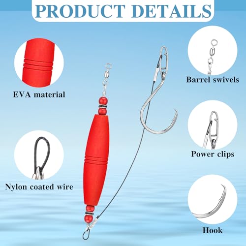 Soulchen 4 Pcs Catfish Float Rigs Fishing Bobbers 3 Inch Float Popping Corks Catfishing Equipment Tackle Combo EVA Peg High Buoyancy Body Circle Hooks Weight - color: Classic
