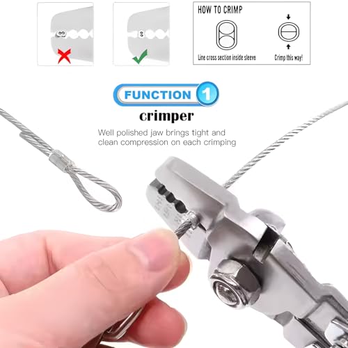 Wire Rope,Equipped with Crimping Pliers,1/16 Wire Rope, Aircraft Cable,304 Stainless Steel Cable,7x7 Strand Core 196FT,368lbs Breaking Strength - size: 1/16 inch 196FT