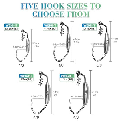 Weighted Swimbait Hooks, 6pcs Underspin Swimbait Hook with Twistlock, Weighted Crank Hooks with Gold/Silver Spinner Blades for Soft Fishing Lures - color: d-1/4oz-12pcs
