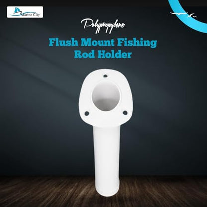 MARINE CITY Flush Mount Fishing Rod Holder 30 Degree Polypropylene, Durable, Lightweight, Easy Access for Fishing, Fits 2" Hole, Ideal for Kayaks, Boats and Yachts - color: White, style: 1 Pcs