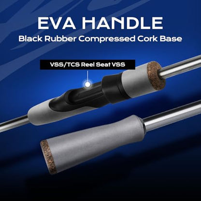 HANDING Pioneer Fishing Rod 2-Piece Baitcaster Rod & Spinning Rod | Ideal for Bass Trout Walleye Freshwater All-Purpose Rod. 24T Carbon Fiber EVA Handle Titanium Oxide Guide Rings - size: 8' - M - Moderate Fast-2pcs