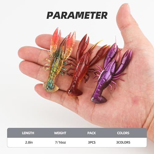 Pre-Rigged Weighted Shrimp & Crawfish Fishing Lures – Soft Bait with Lead Weight, Weedless, Realistic Action – Durable for Bass, Trout, Crappie, Saltwater & Freshwater Fishing - size: 2.8in-7/16oz