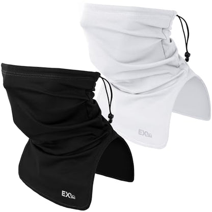 UPF 50+ Breathable Neck Gaiter, Adjustable Quick Dry Neck Gaiters for Men & Women Sun Protection Face Mask for Fishing - color: Black+white